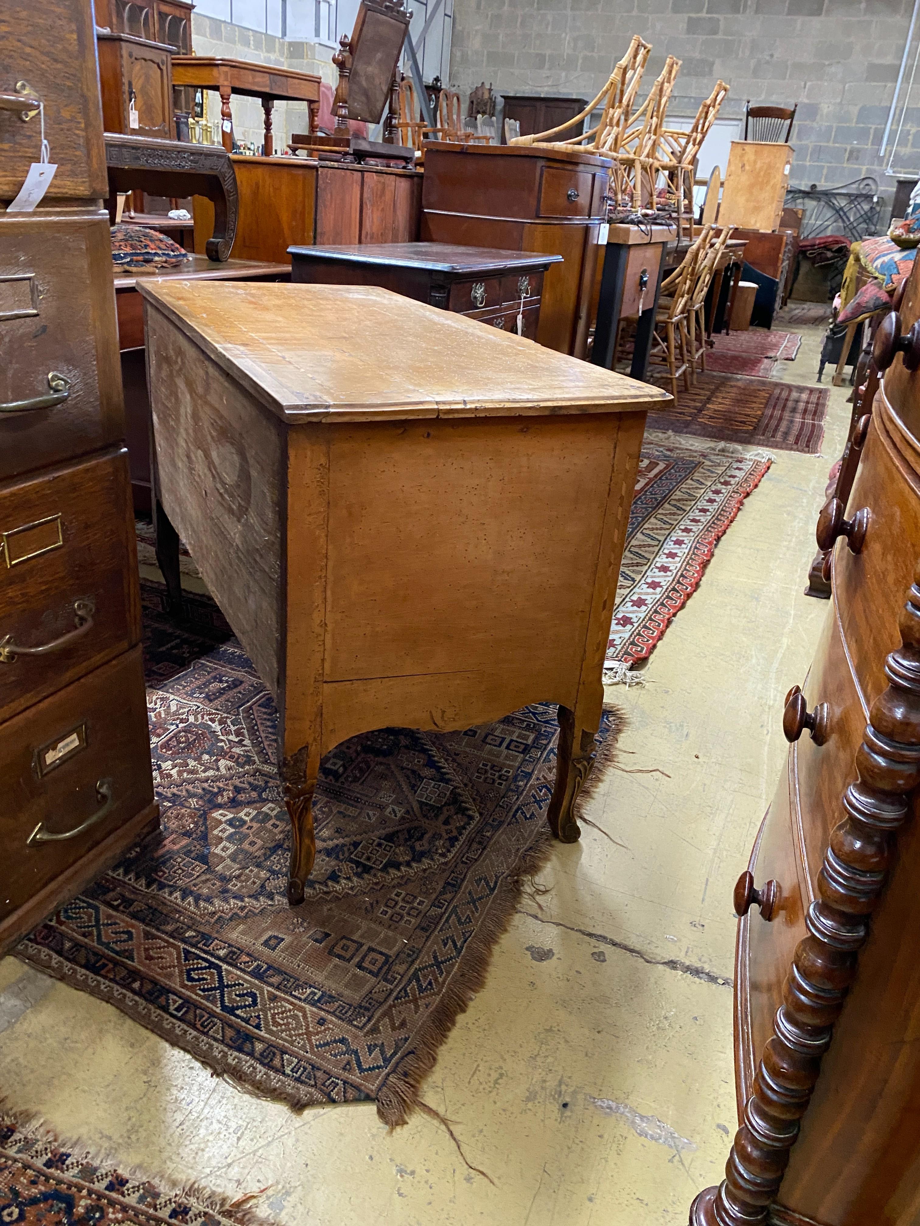 An 18th century Dutch banded walnut two tier commode, length 116cm, depth 57cm, height 78cm